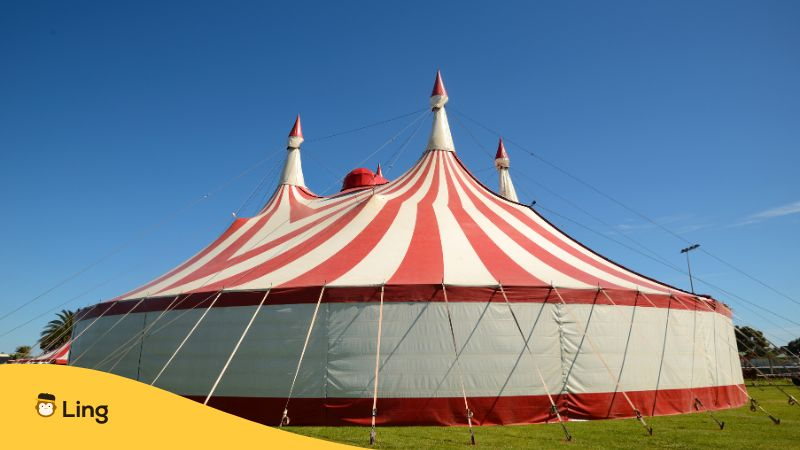 Tent: ਤੰਬੂ (tambu) - The iconic red-striped abode that houses the grand spectacle - Punjabi Words For The Circus