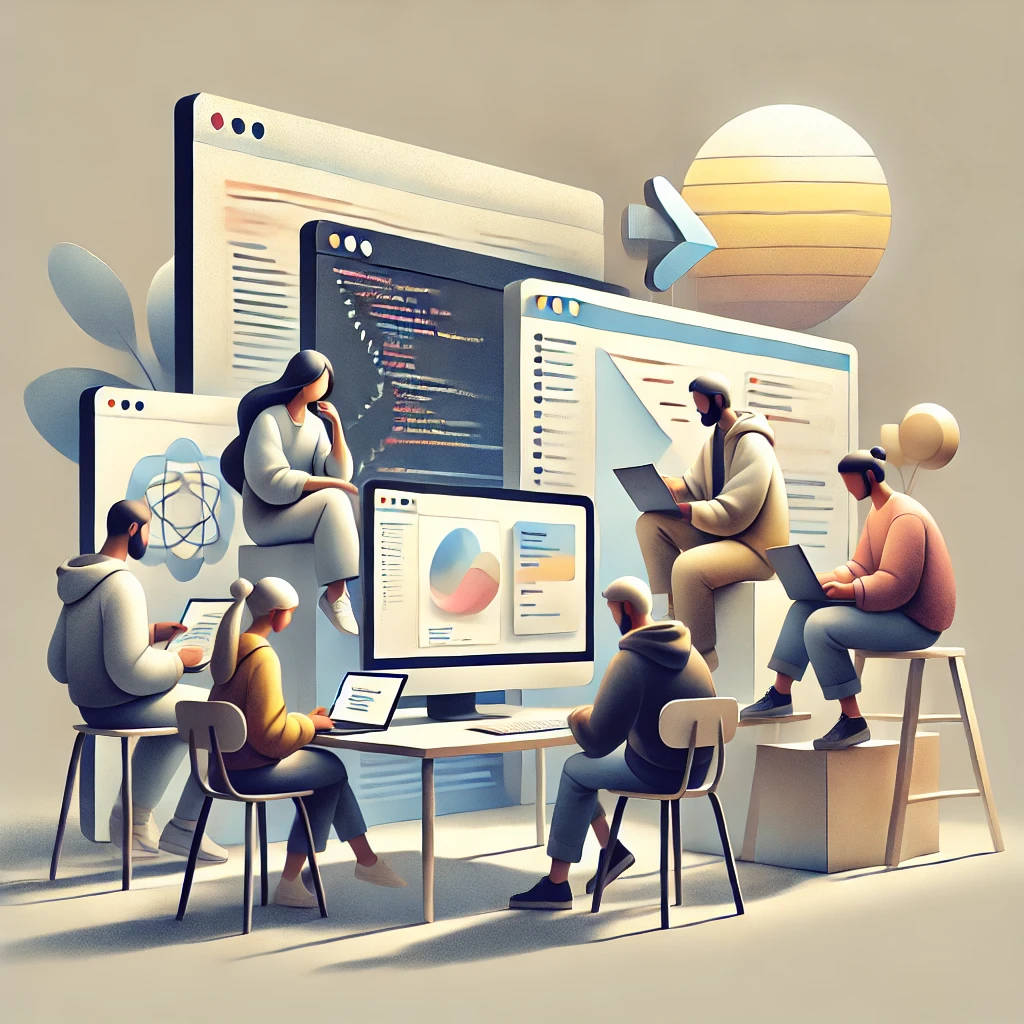 People working on quick development illustration