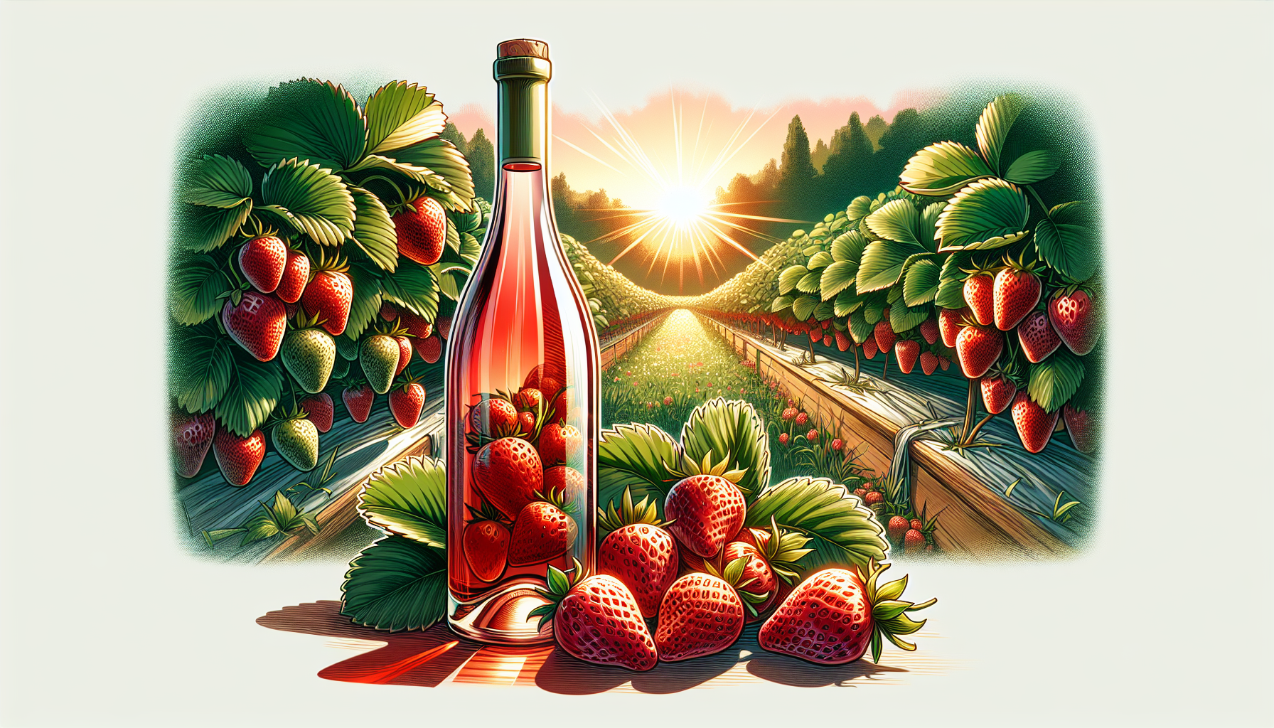 Artistic depiction of strawberry wine