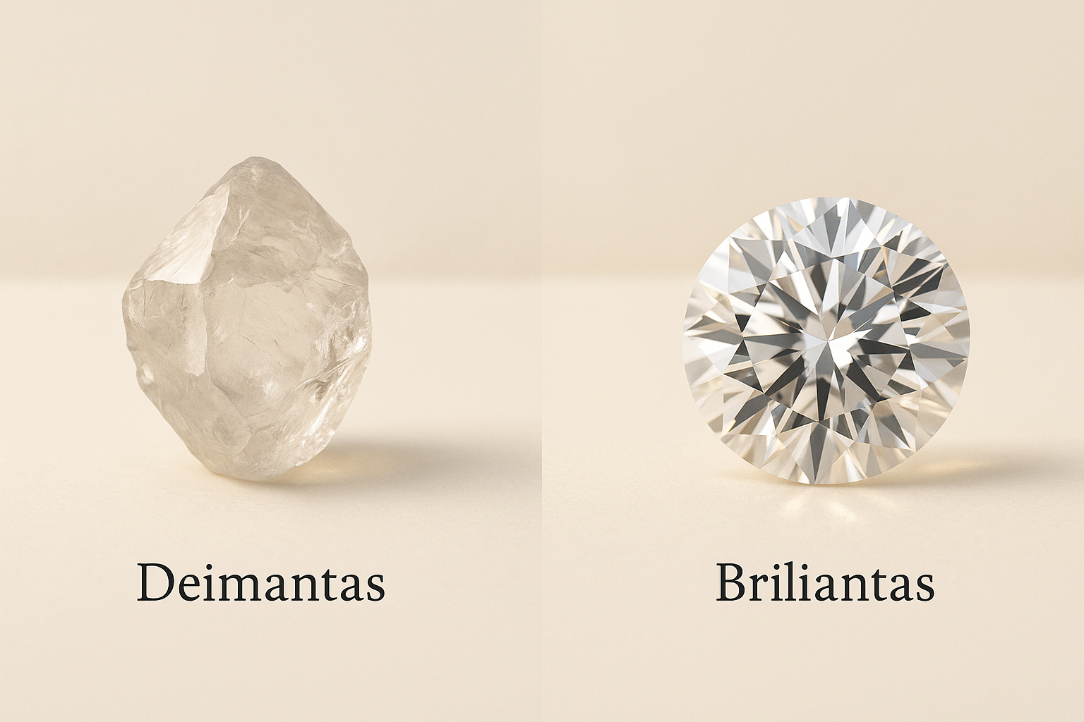 kuo skiriasi deimantas ir briliantas? Briliantas – tai apvali deimanto forma