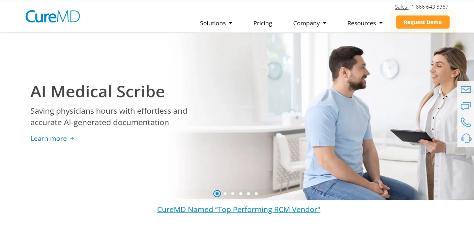 Homepage of CureMD website