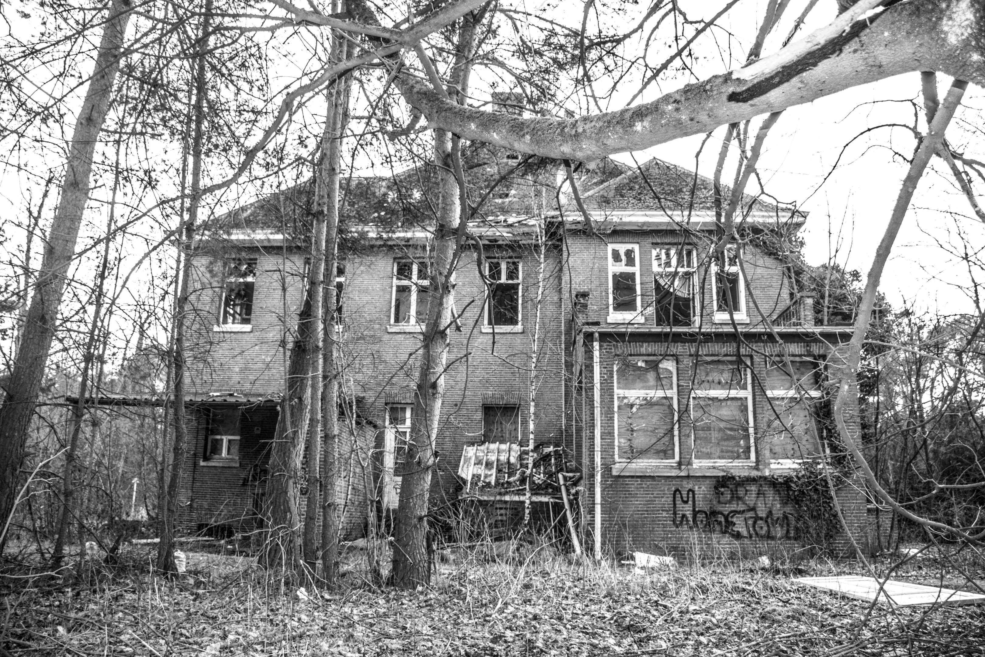 Abandoned single family house found by real estate investor. 
