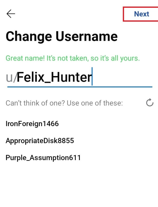 Change user name on Reddit app