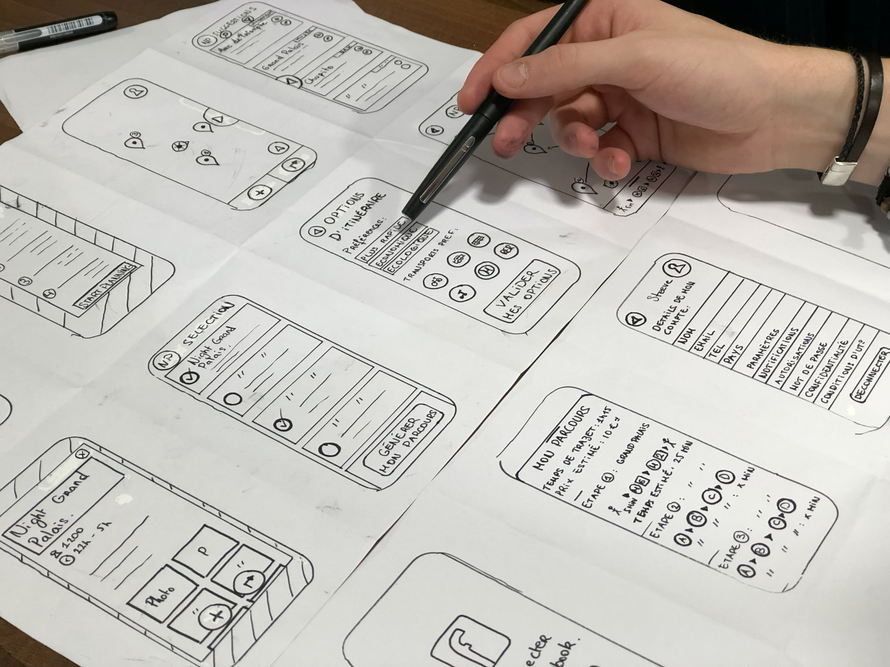 example of paper mobile app wireframes
