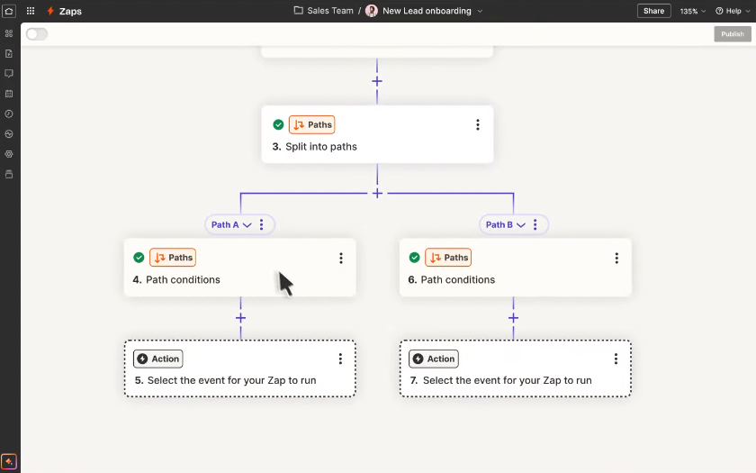 A screenshot of Zapier, an example of a tool used to automate Smartsheet.