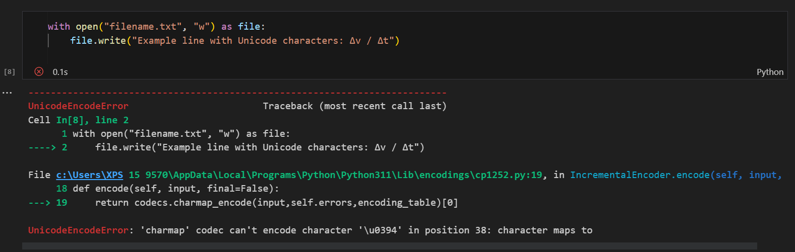 Python Write to File: Unicode Error