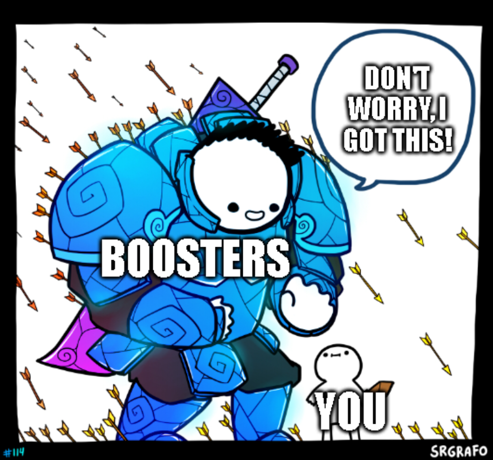 Booster protecting a player