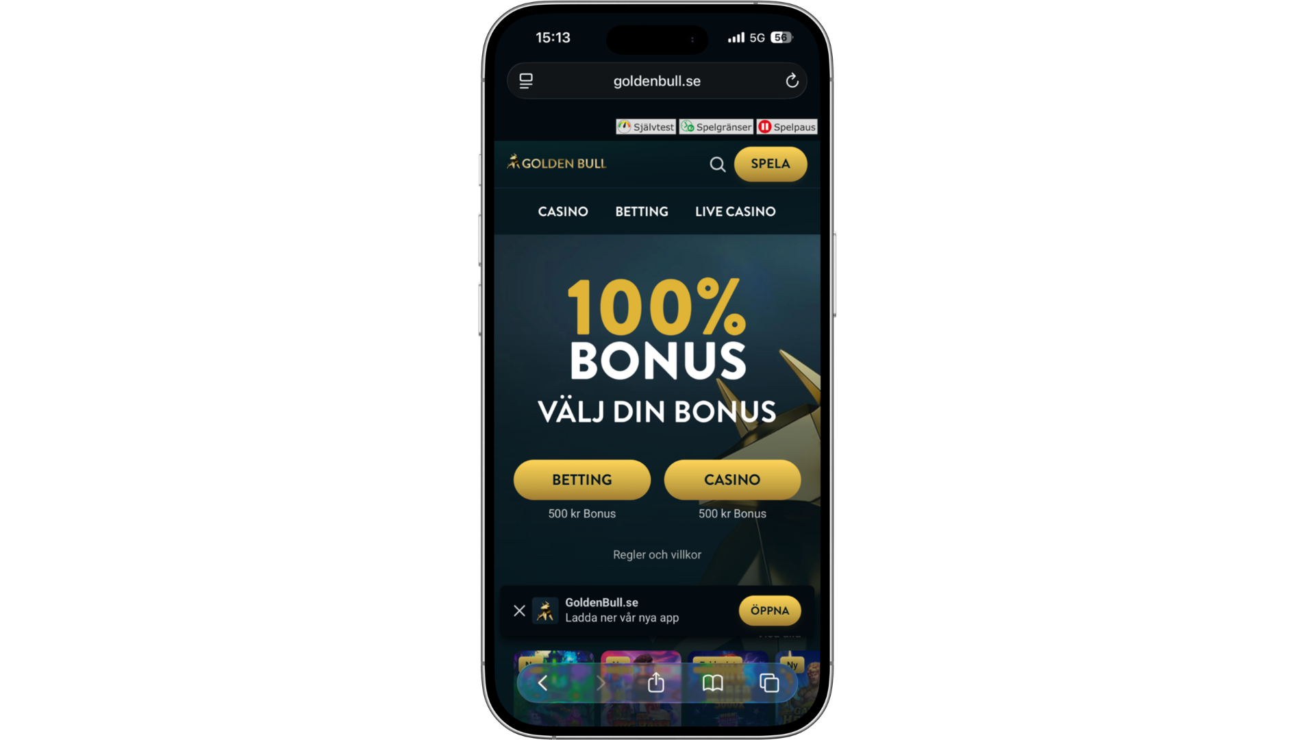 Golden Bull Casino i mobilen