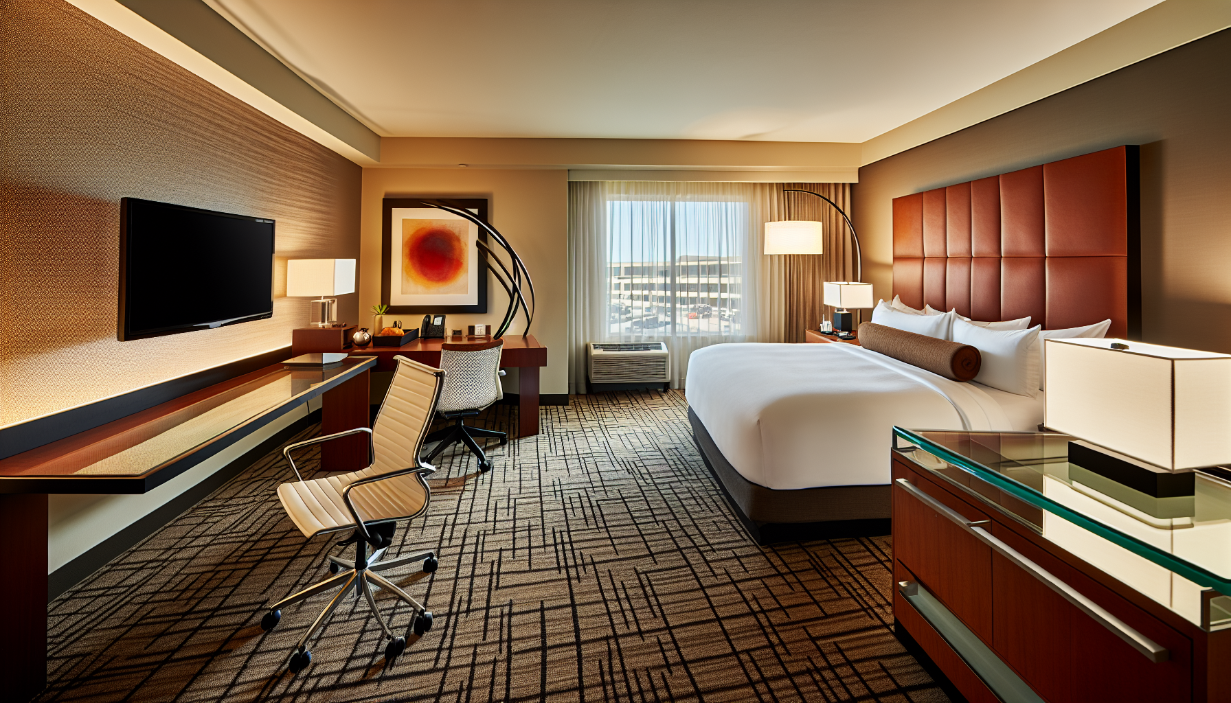 Spacious guest room at Marriott hotel near Fort Lauderdale airport