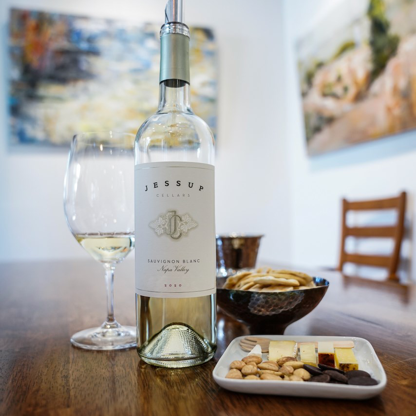 Wine tasting setup, photo by Jessup Cellars