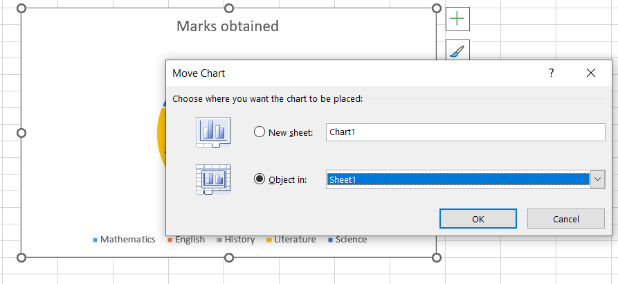 how to make a pie chart in excel - moving the pie chart