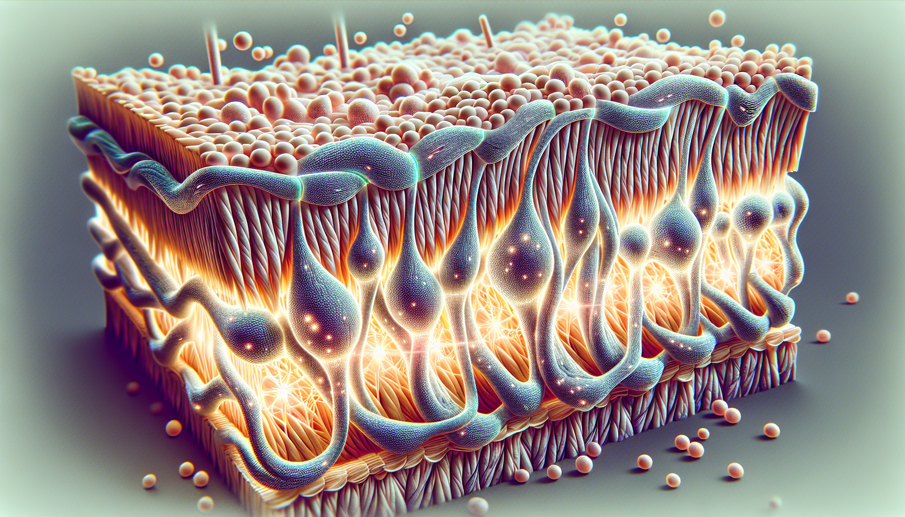 Illustration of collagen fibers in the skin
