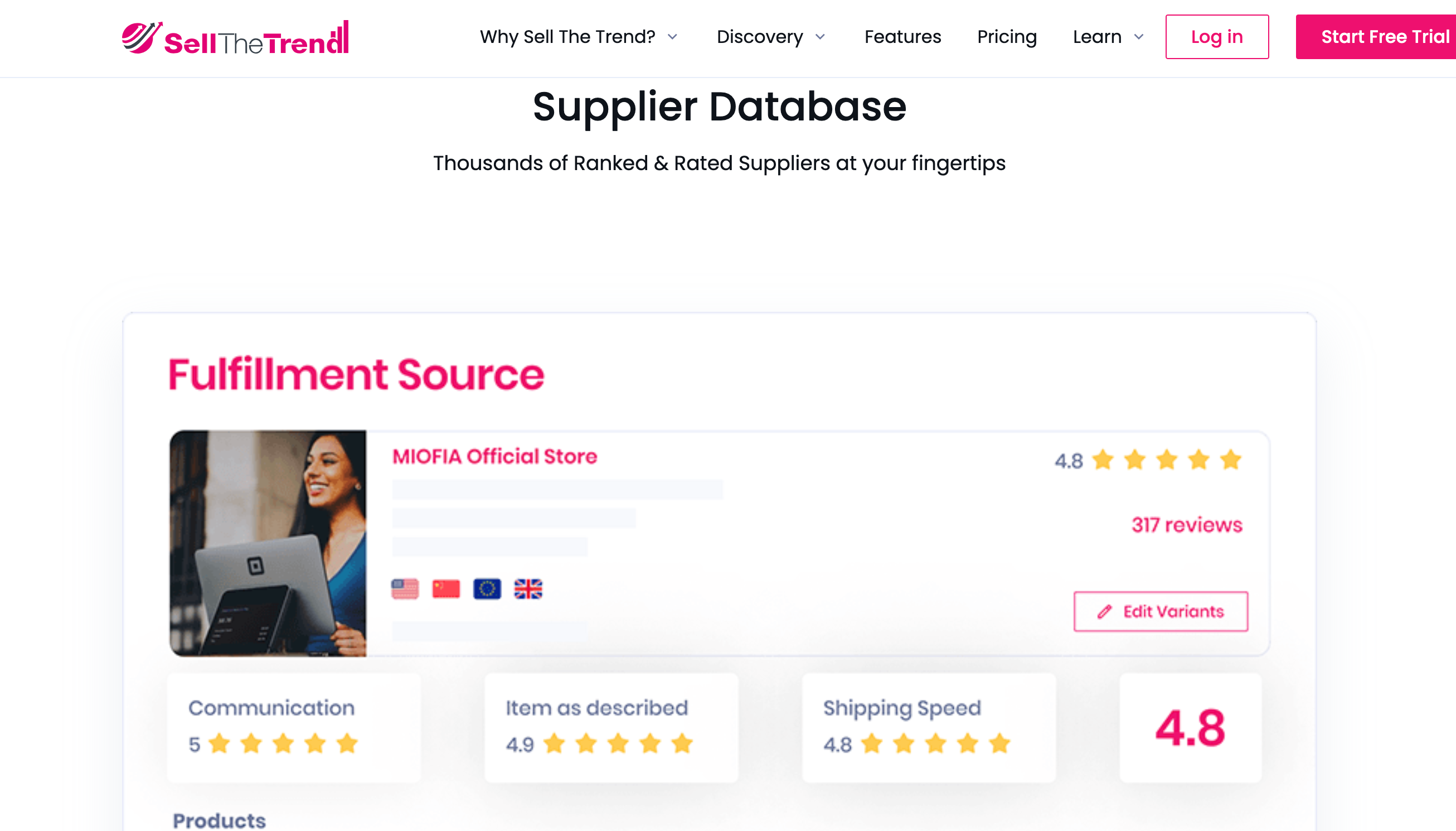 Get access to thousands of suppliers through Sell The Trend