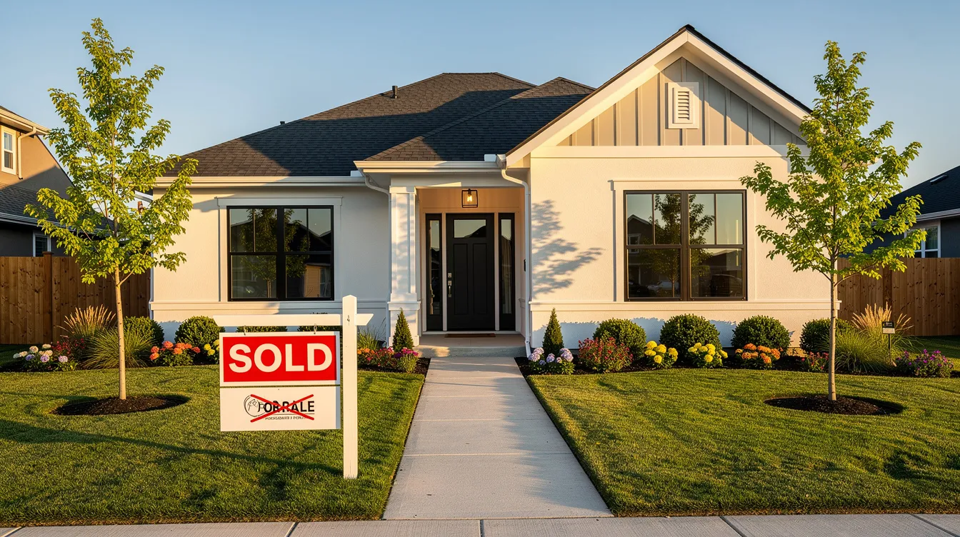 The image shows a modern renovated house exterior, featuring fresh landscaping and a "Sold" sign prominently displayed in the front yard, symbolizing a successful real estate investment project. This property reflects the potential for rental income, appealing to smart investors looking for gap funding to cover renovation costs and maximize returns in today's competitive markets.