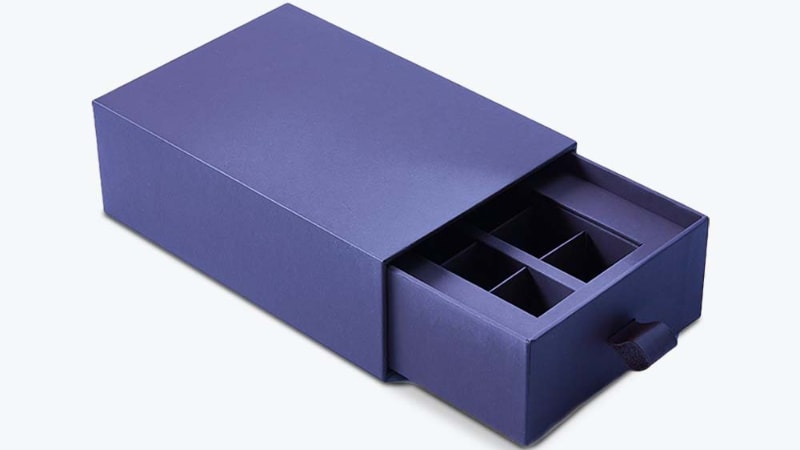 Compartments in drawer box packaging 