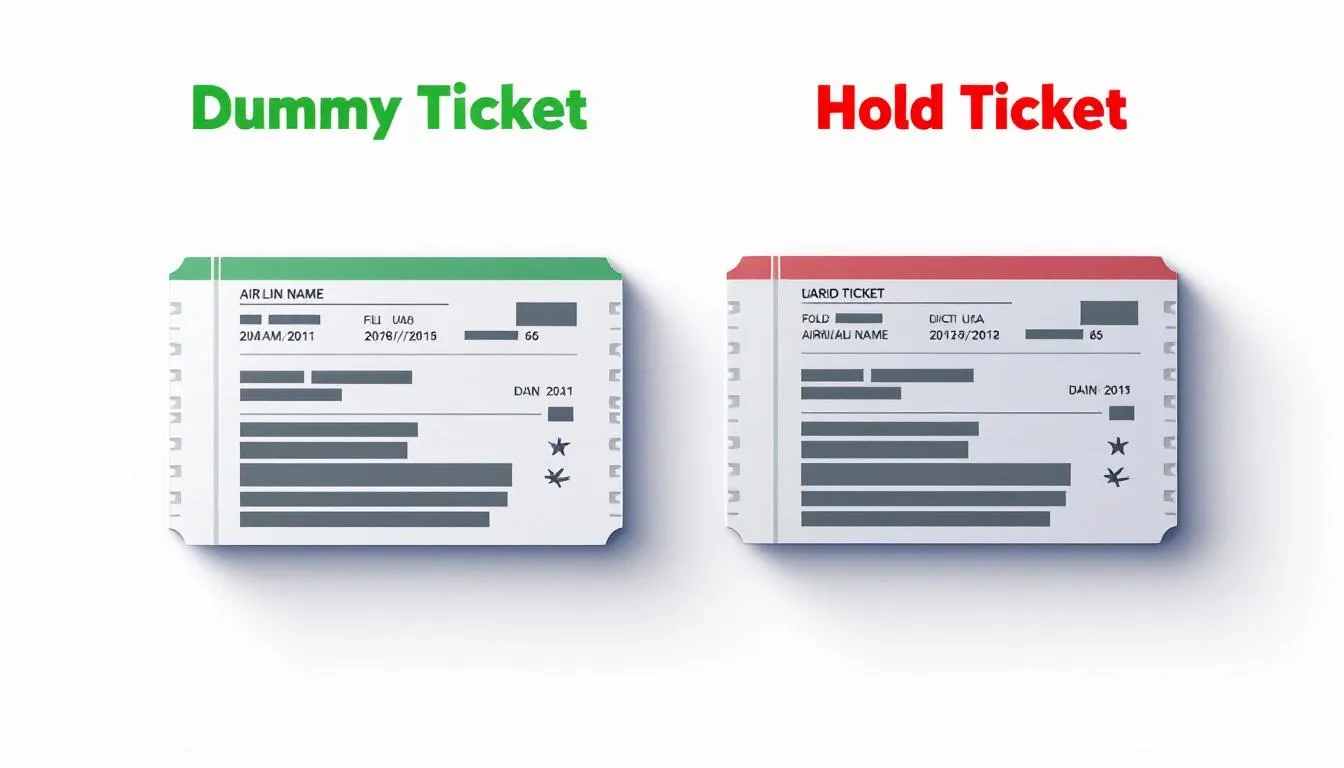 Illustration of hold tickets vs dummy tickets for visa