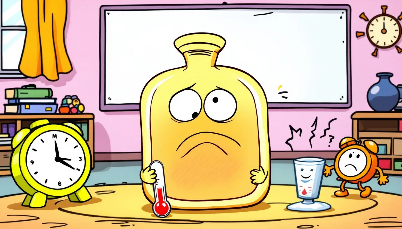 A hot water bottle demonstrating difficulty retaining heat.