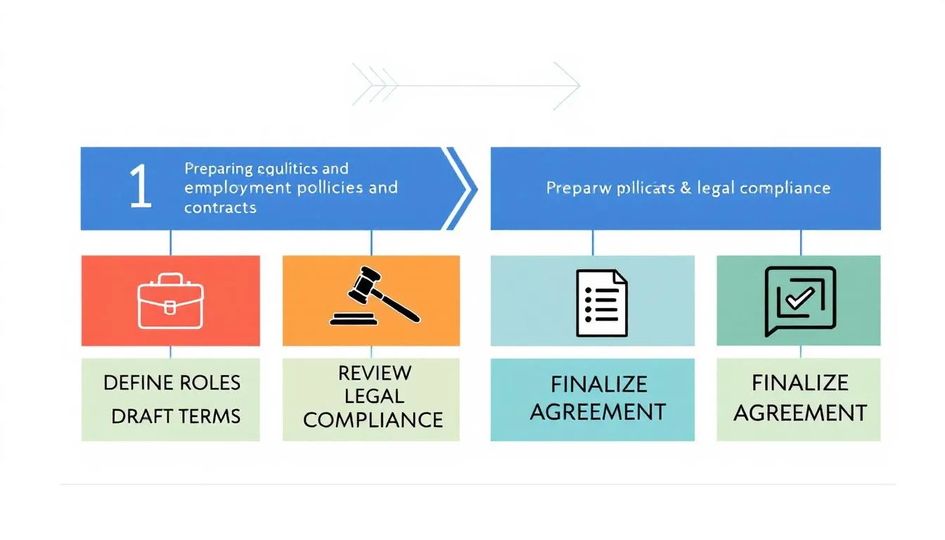 A visual guide on preparing employment policies and contracts.