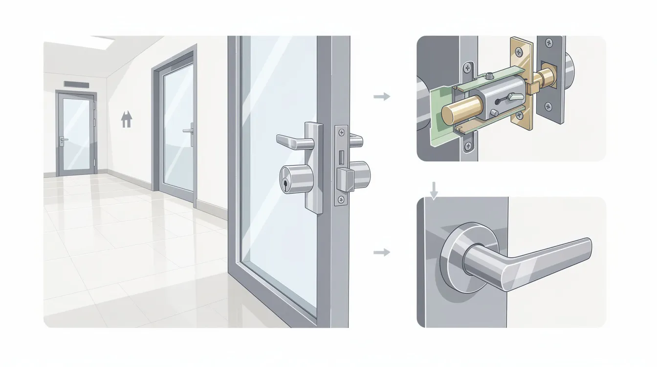 A Grade 1 lock installed in a commercial building setting.