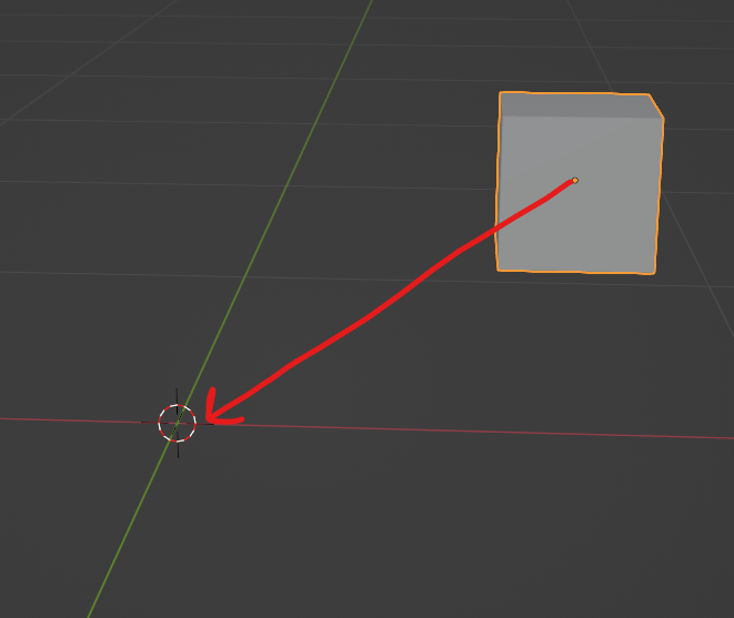 The Blender object moving to the 3D cursor