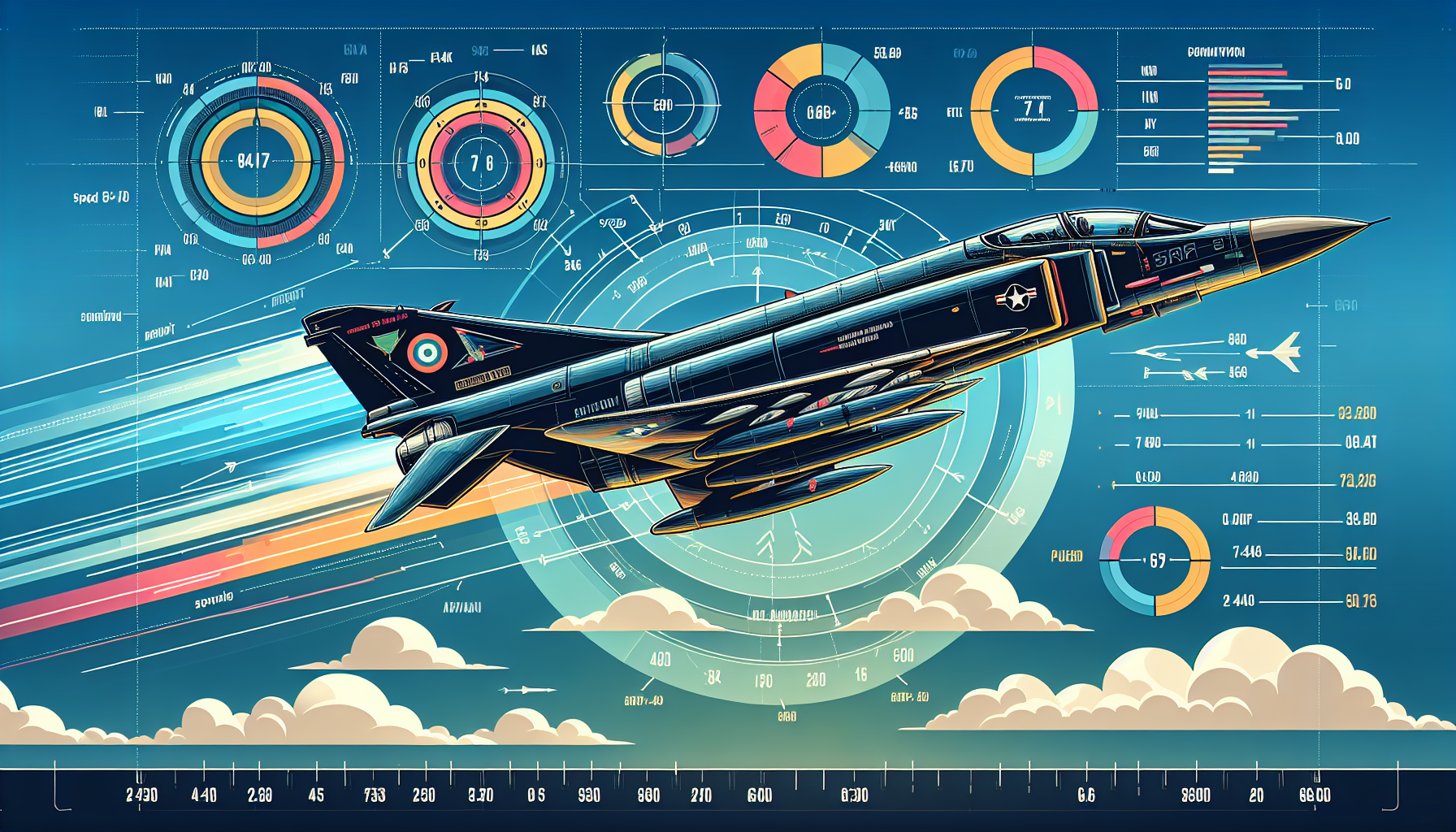 A diagram showcasing the flight characteristics of the F-4 Phantom II.