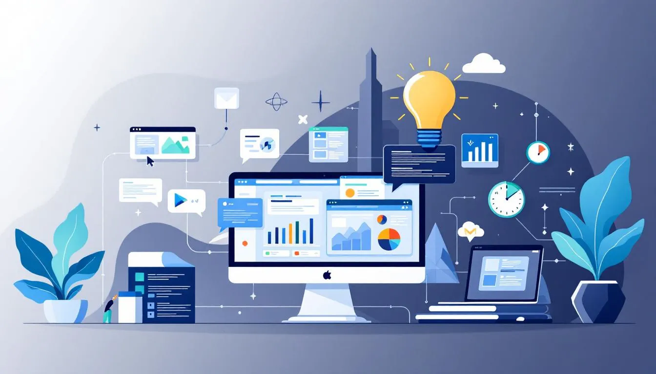 An illustration showcasing various tools and technologies used in change management.