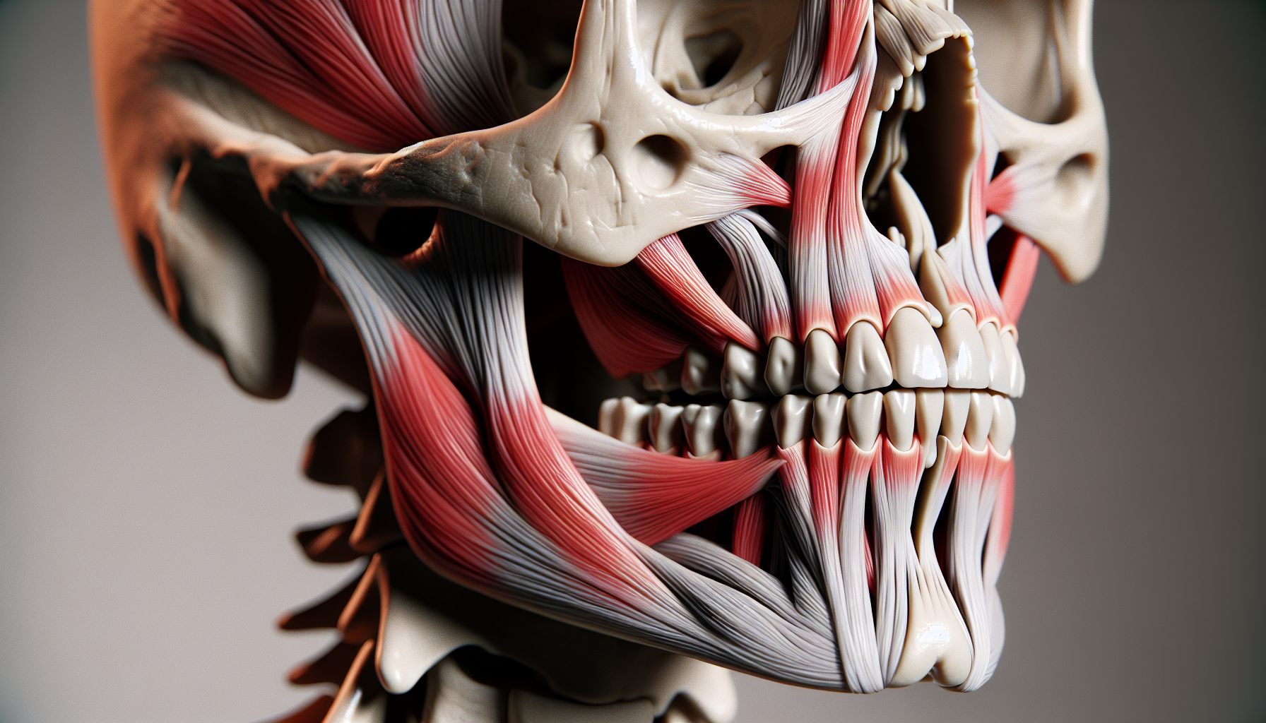 Illustration of the temporomandibular joint and surrounding muscles
