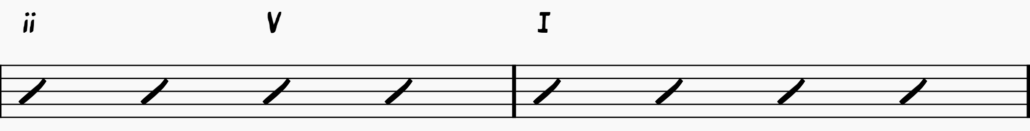 2-5-1 chord progression on the staff