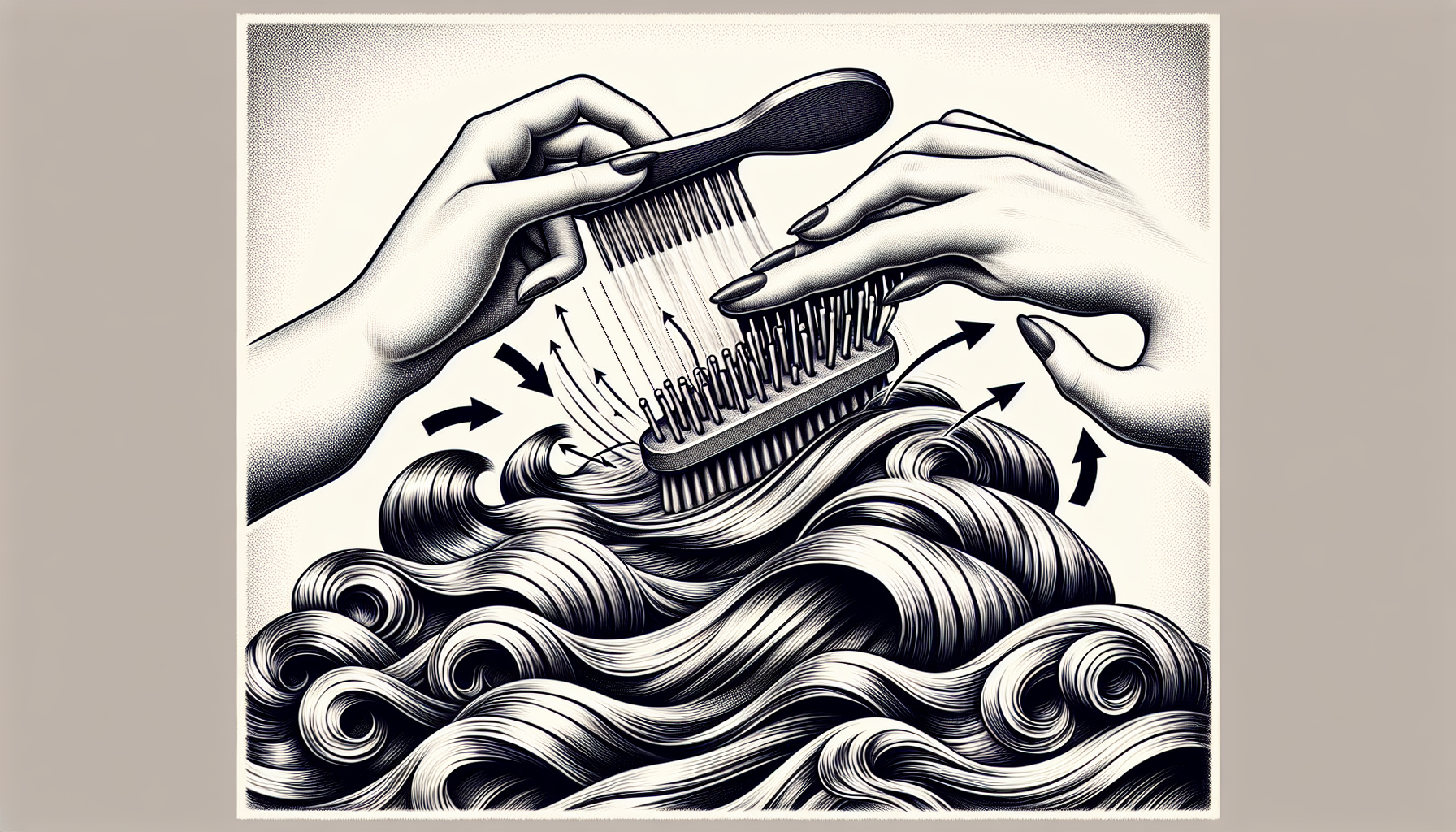 Illustration of gentle brushing techniques for wavy hair