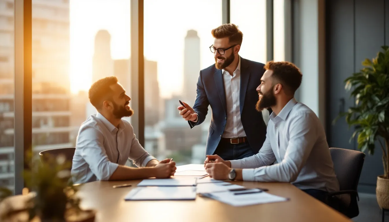 A professional accountant assisting a business owner with financial planning.