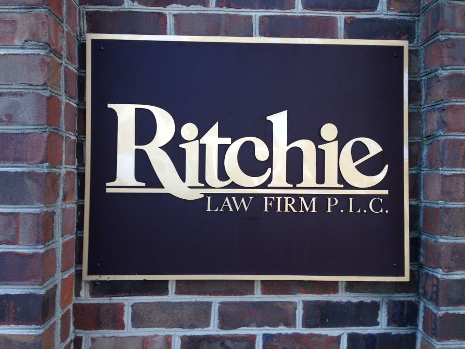 Ritchie Law Firm, motorcycle accident lawyer sign