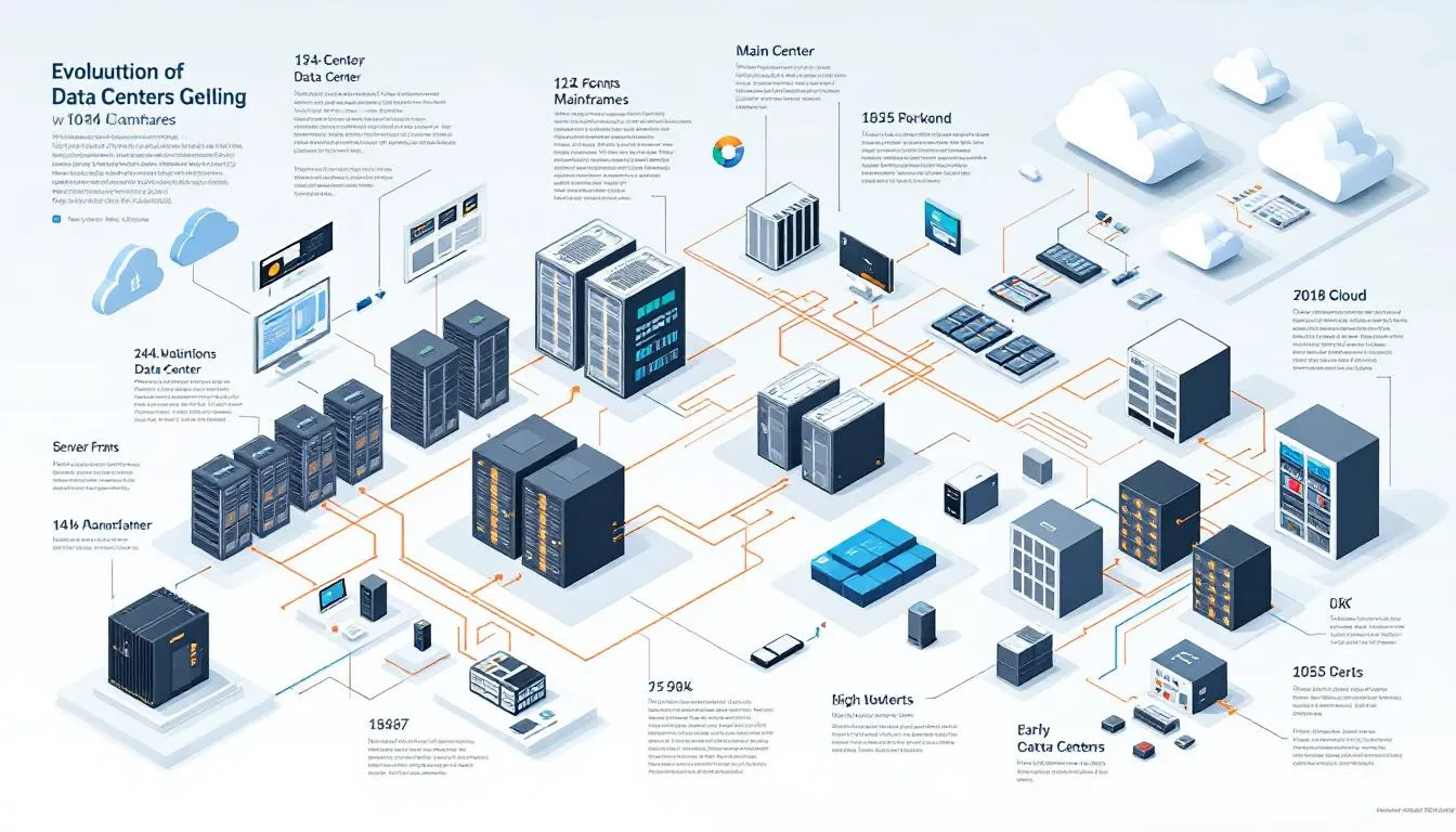 A modern cloud computing data center illustrating the evolution of data centers.