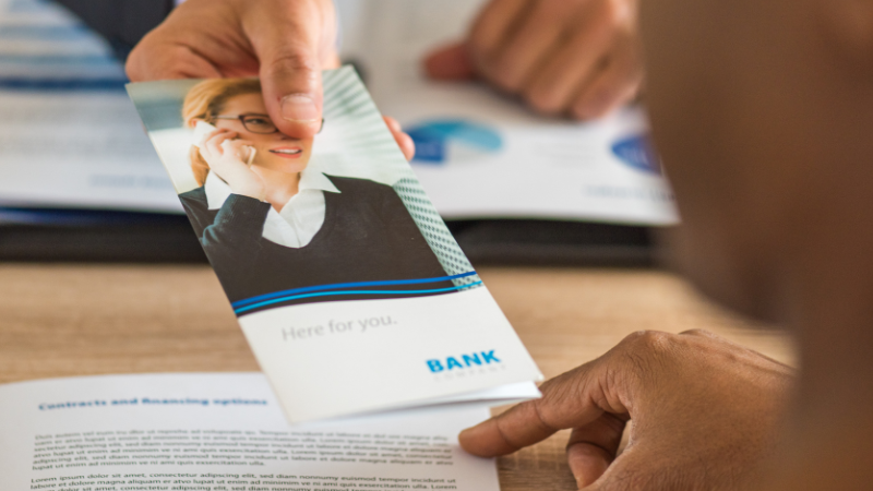 A brochure about the bank