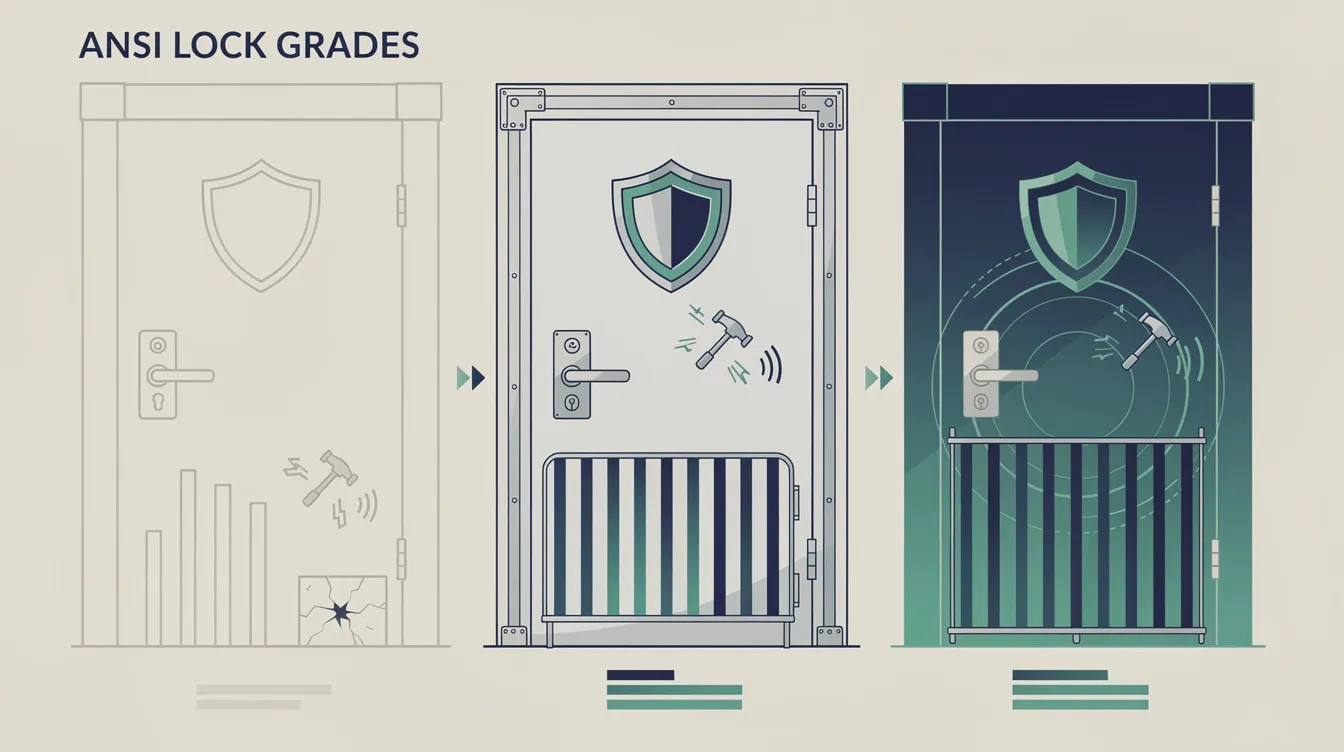An illustration explaining ANSI lock grades and their significance in security.