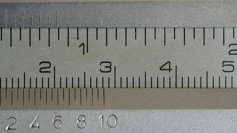 Close up of caliper showing measurements.