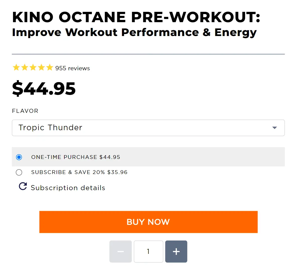 Kino Body's Kino Octane Pricing