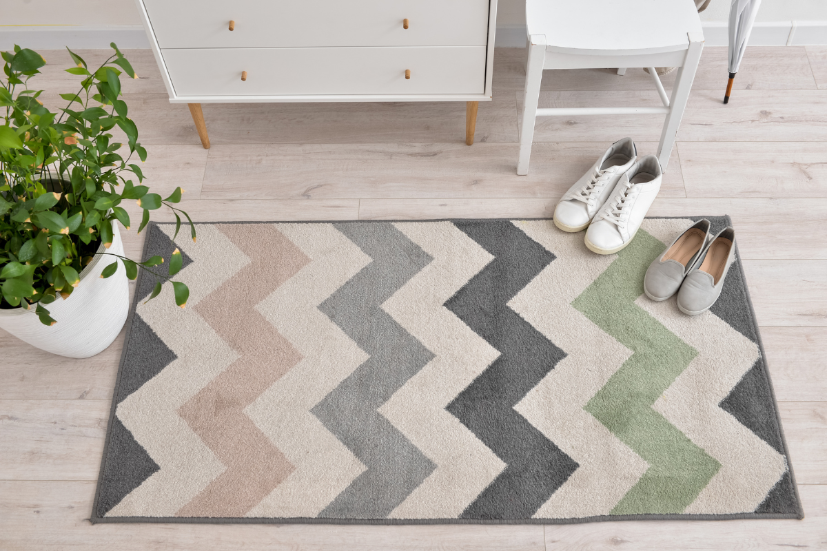 A stylish kitchen runner rugs adding texture and depth to the kitchen floor