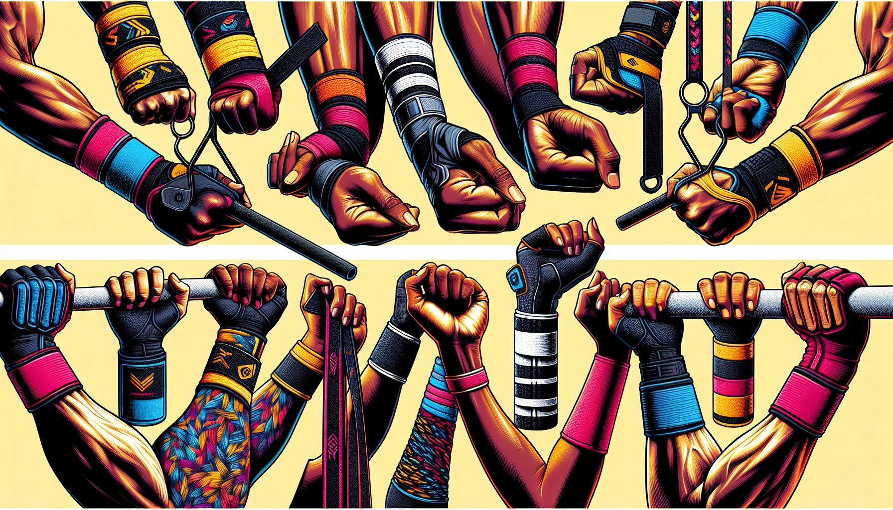 An illustration showcasing various types of wrist wraps and their benefits for wrist stability.