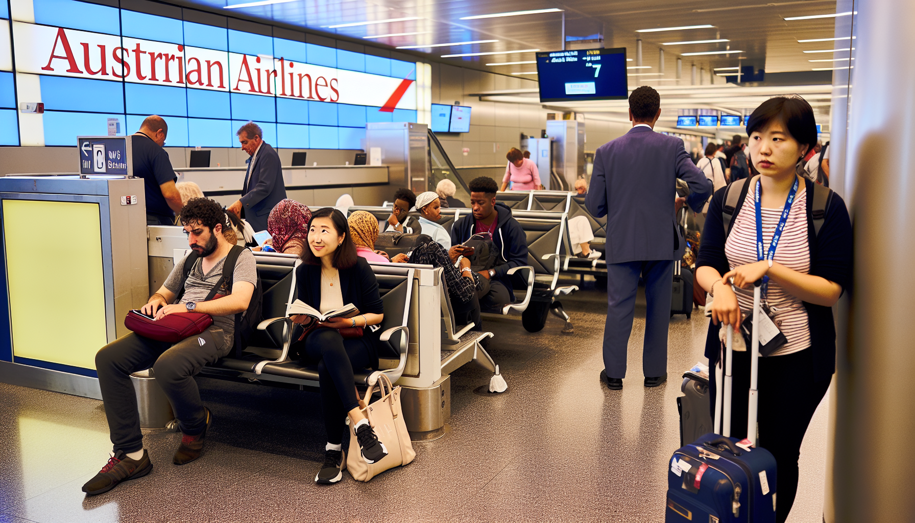 Austrian Airlines boarding gate at JFK Terminal 1