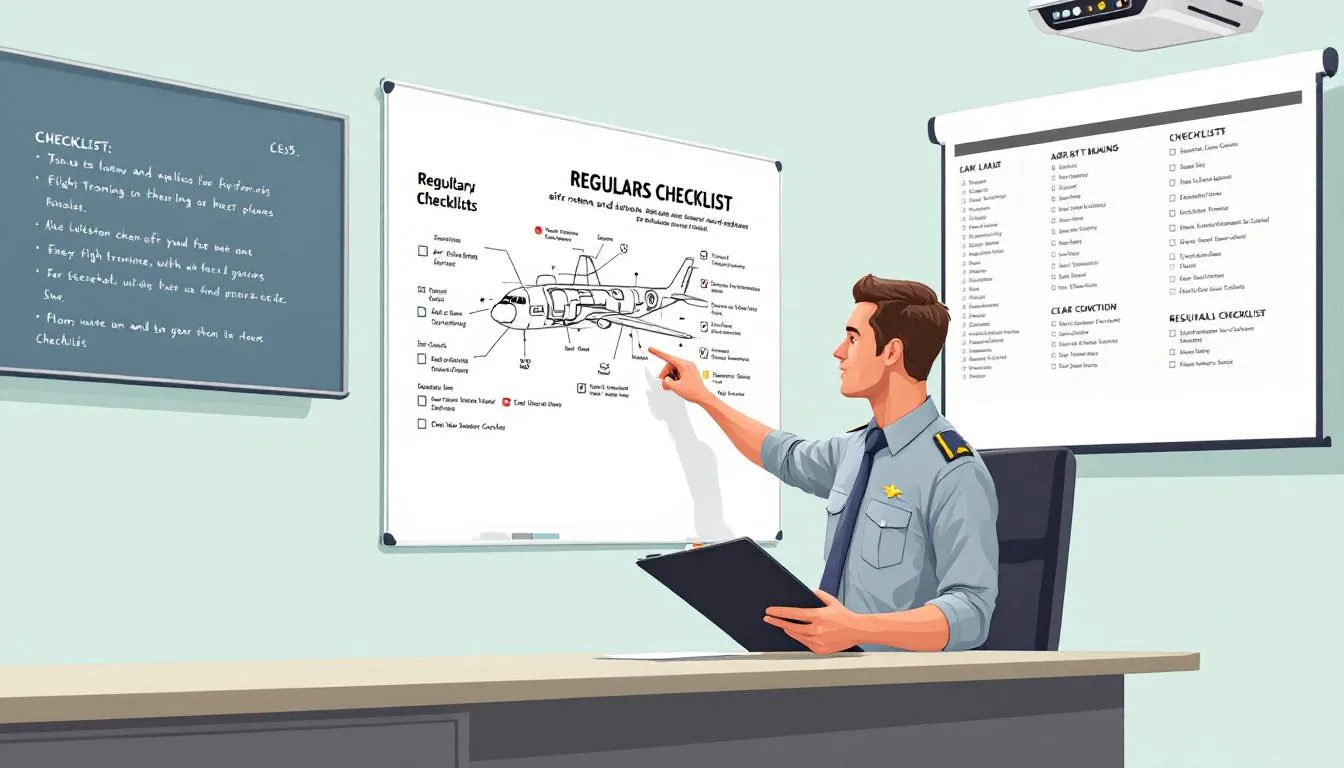 A flight instructor preparing students for knowledge tests related to flight training.