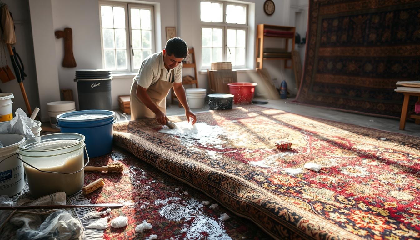Oriental rug cleaning process