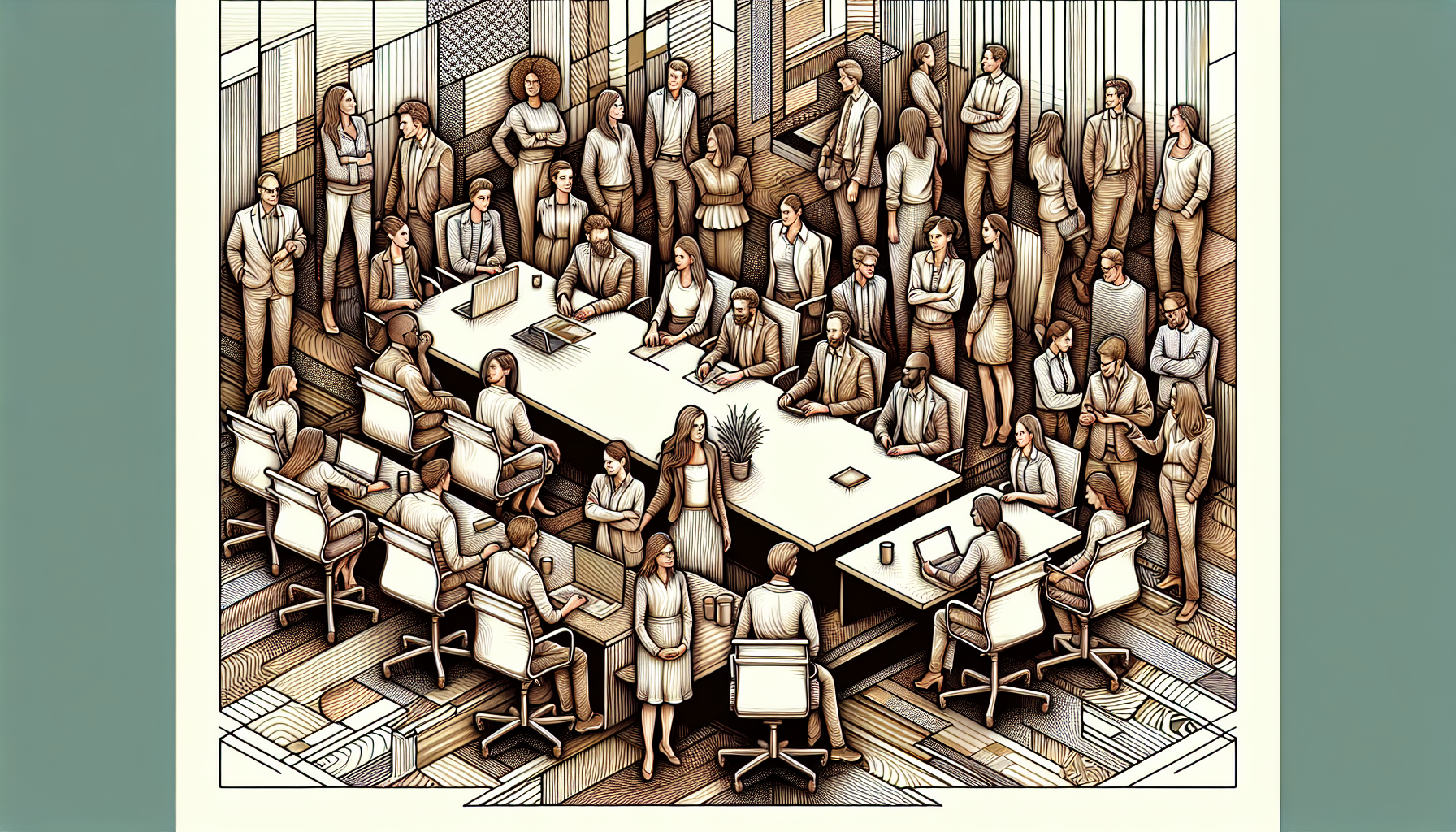 Illustration of a team in a workplace