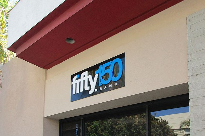 Acrylic signs are also called dimensional letter signs like this storefront sign from fifty150 brand.