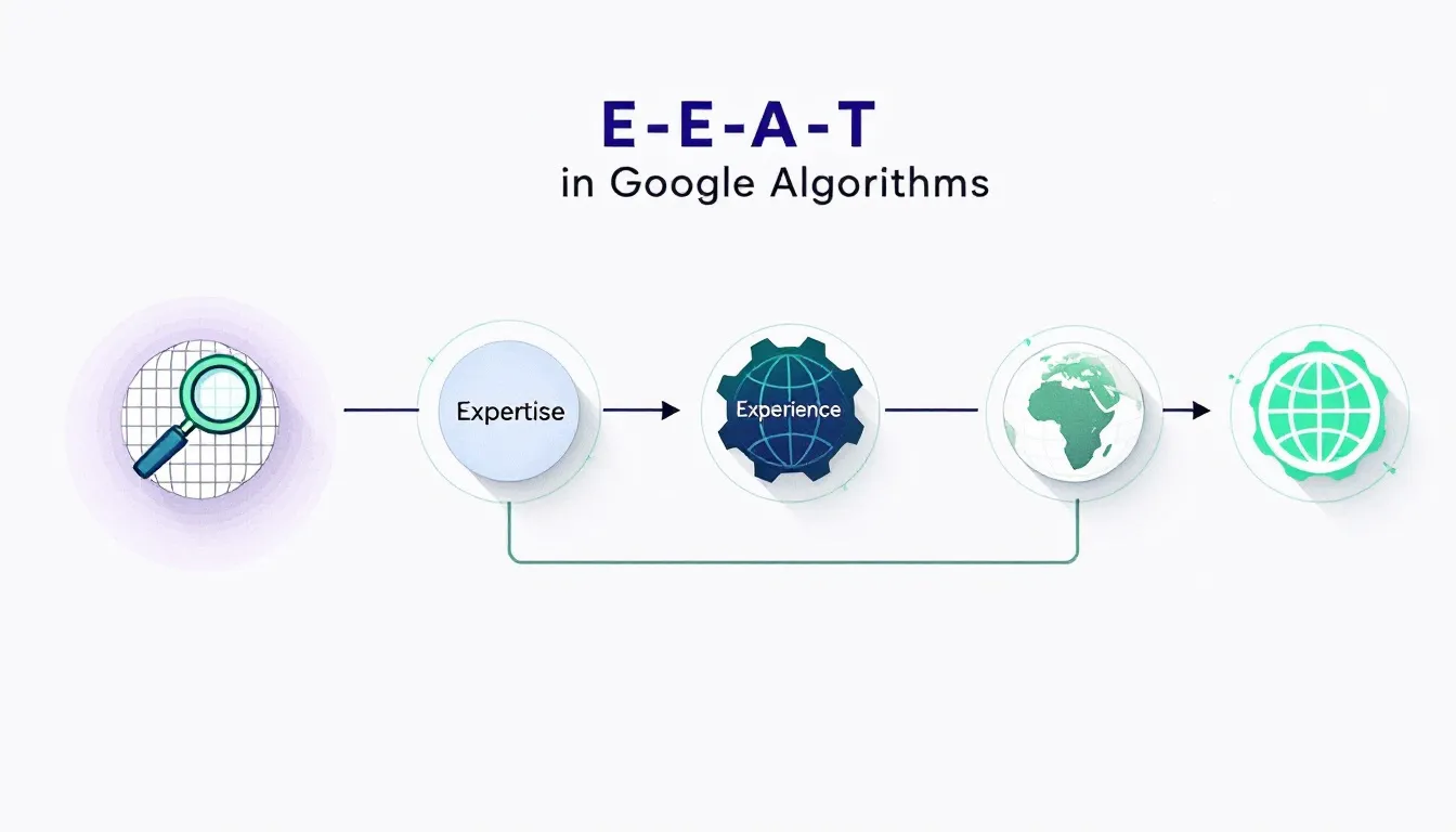 A flowchart showing the evolution of E-E-A-T in Google's algorithms.
