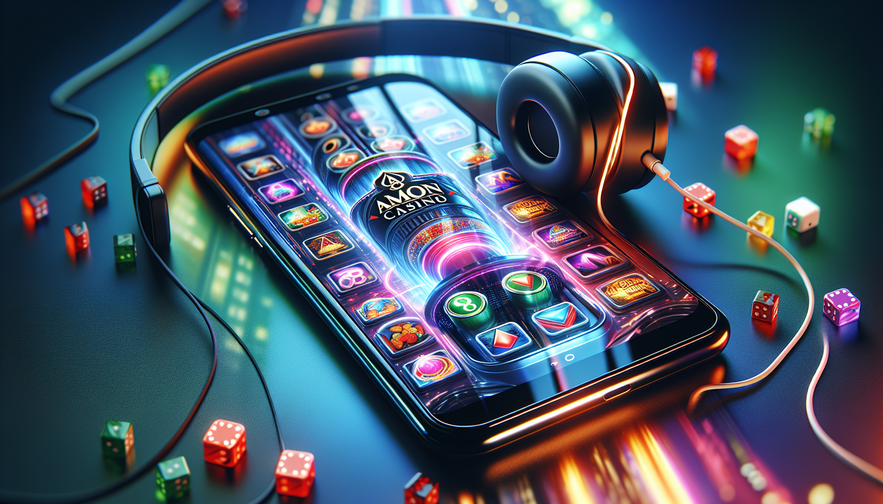 La Version Mobile d'Amon Casino : Jeu Nomade, illustration d'un smartphone avec des icônes de jeux