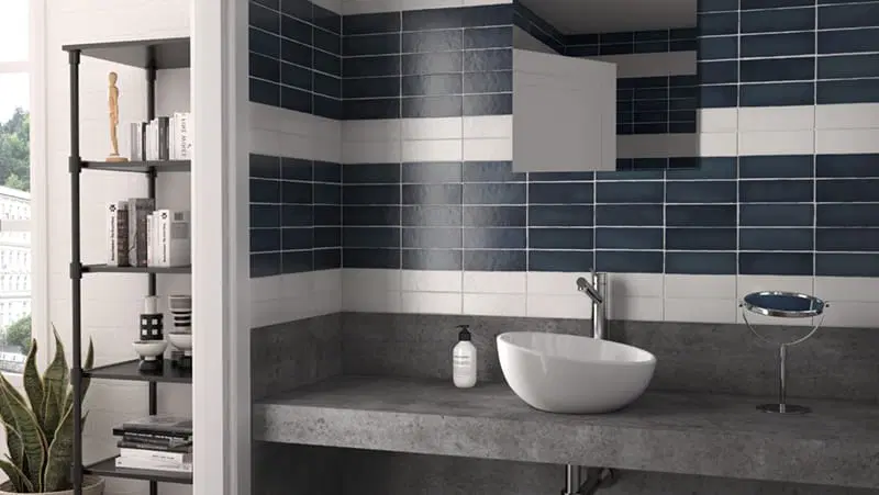 Magma Sea Blue Ceramic Matt Wall Tiles by Equipe.