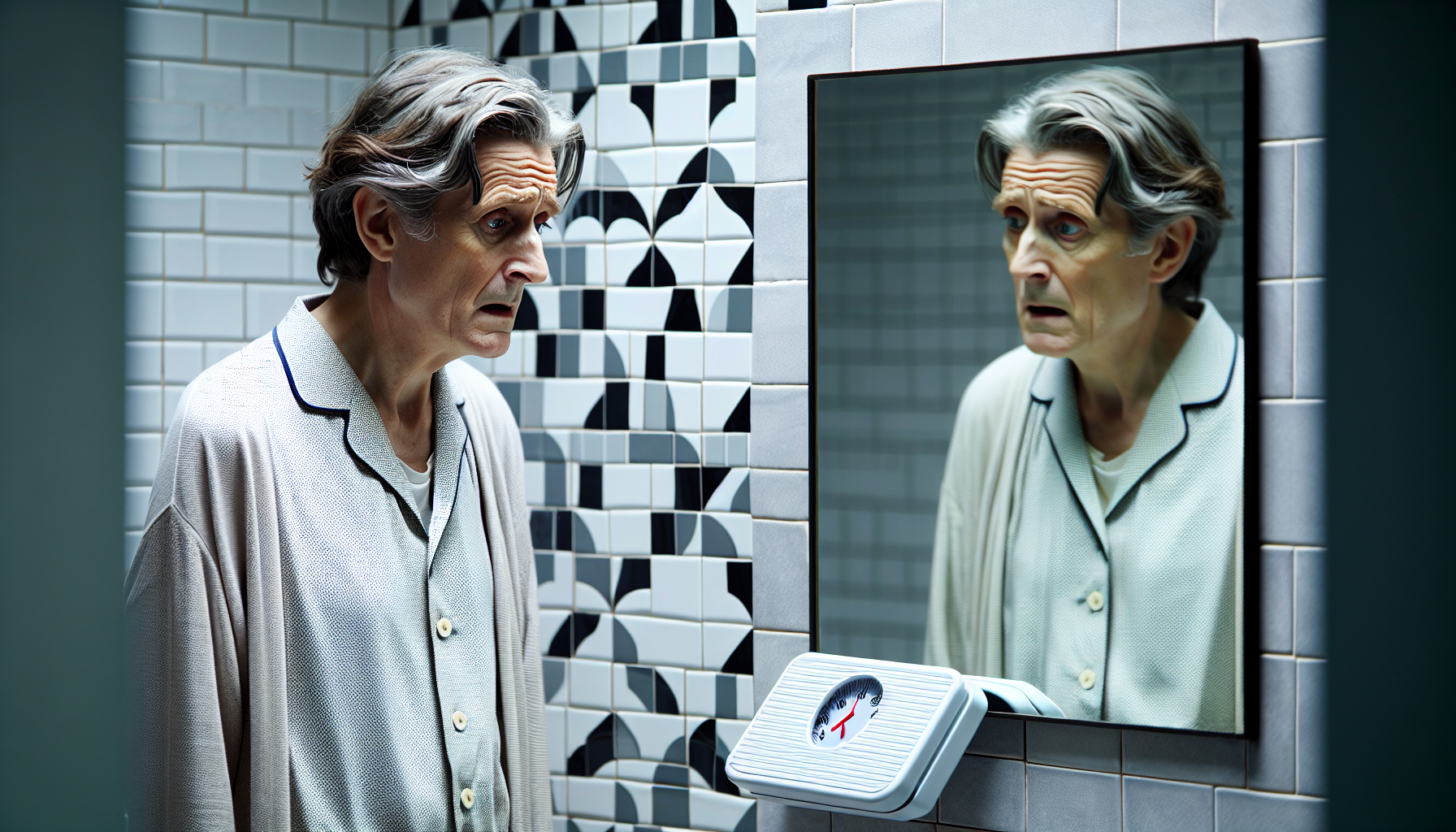 Woman experiencing unexplained weight loss, a subtle symptom of colon cancer