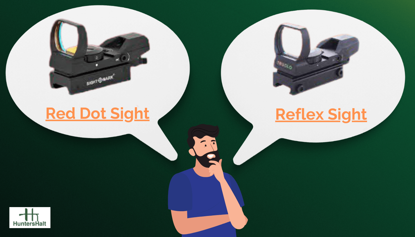 picture comparing a red dot sight and reflex sight