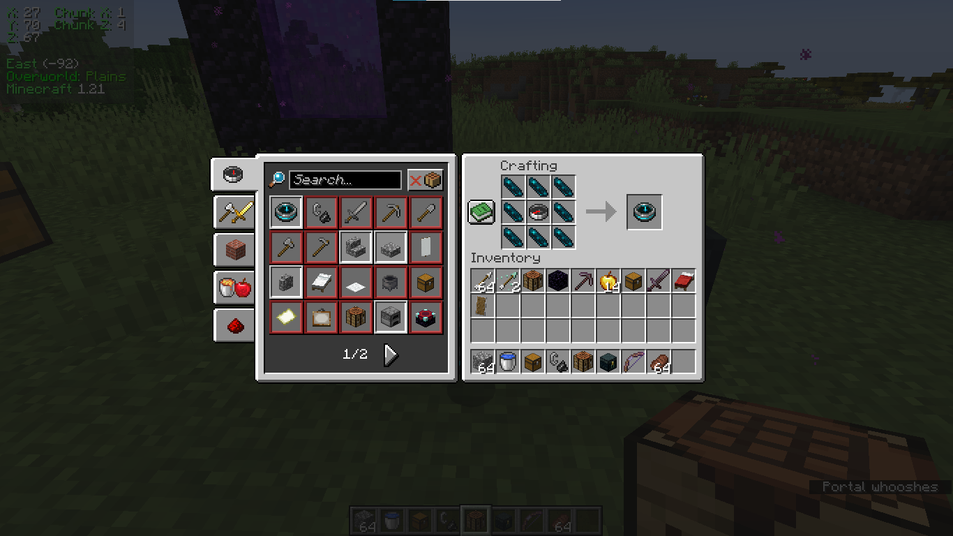 The crafting recipe of the Recovery Compass.