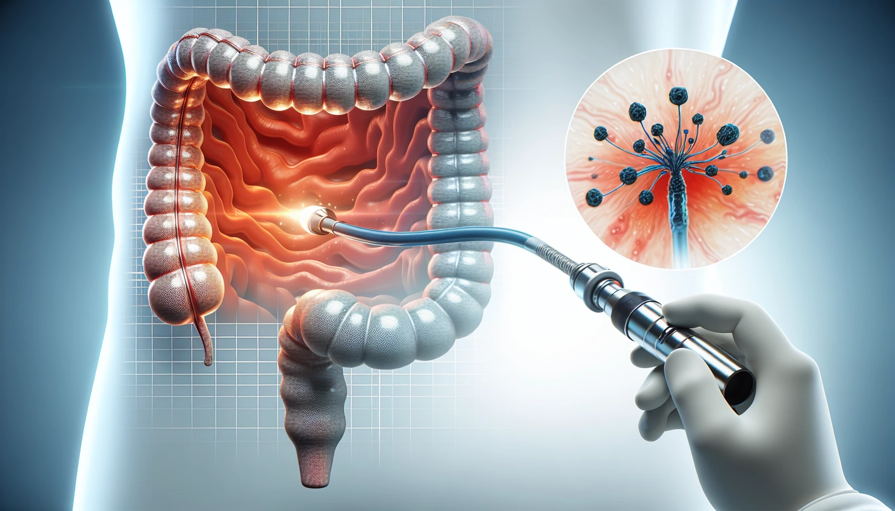 Illustration of colonoscopy procedure